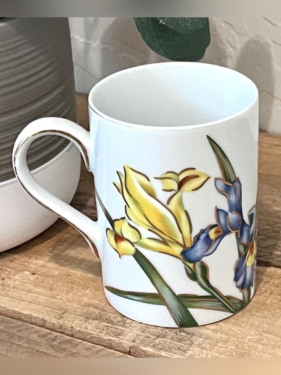 Fitz and Floyd Other - Vtg 1990s Fitz and Floyd "Iris Deux" Fine Porcelain Mug Japan 24k Gold Trim
